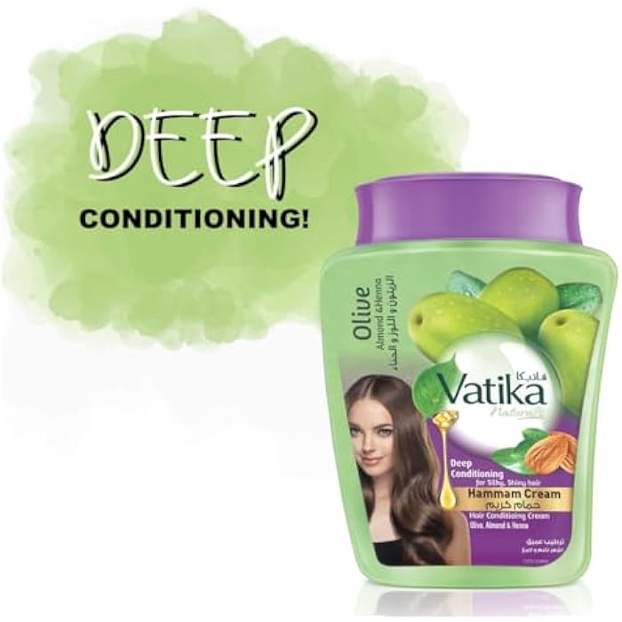 Vatika Naturals Deep Conditioning Hammam Cream (450g) | Natural Extracts of Olive, Almond and Henna | Promotes Silky and Shiny Hair - Image 3